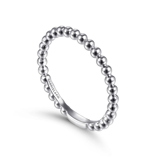 14K White Gold Beaded Ball Stackable Wedding Band