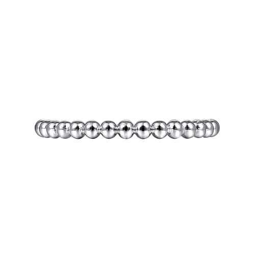 14K White Gold Beaded Ball Stackable Wedding Band