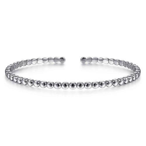 14K White Gold Beaded Cuff Bracelet