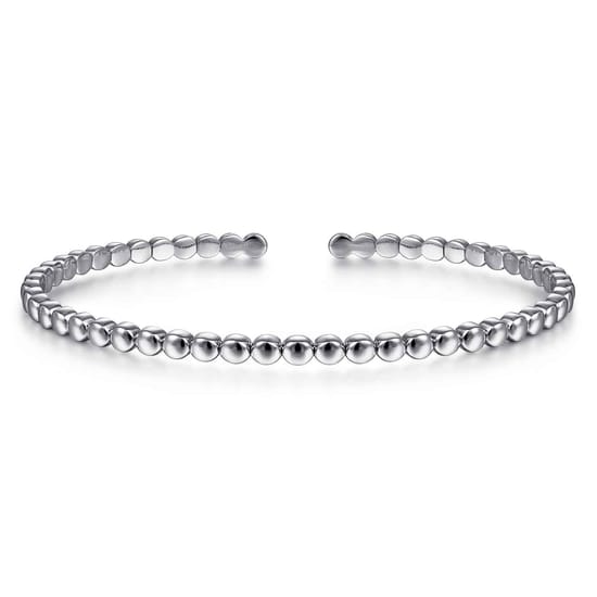 14K White Gold Beaded Cuff Bracelet
