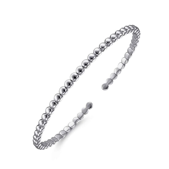 14K White Gold Beaded Cuff Bracelet angle 2