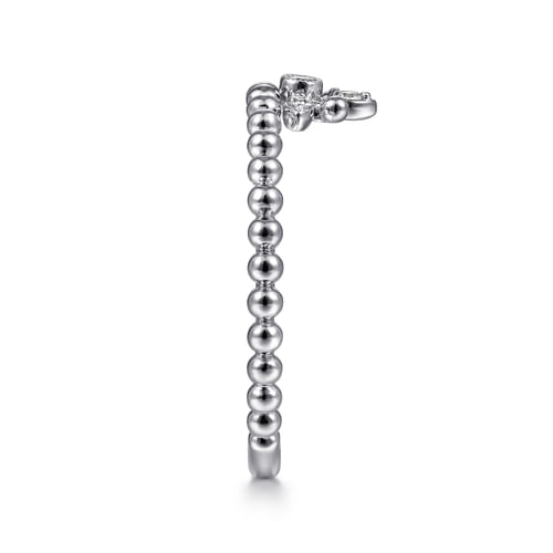 14K White Gold Beaded Diamond Crown Ring