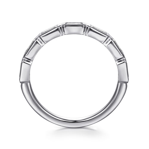 14K White Gold Bezel Baguette Diamond Anniversary Band