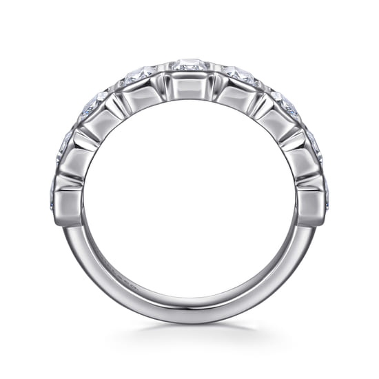 14K White Gold Bezel Emerald Cut Diamond Anniversary Band angle 2