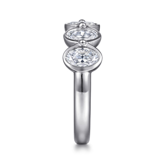 14K White Gold Bezel Oval 5 Stone Diamond Anniversary Band angle 4