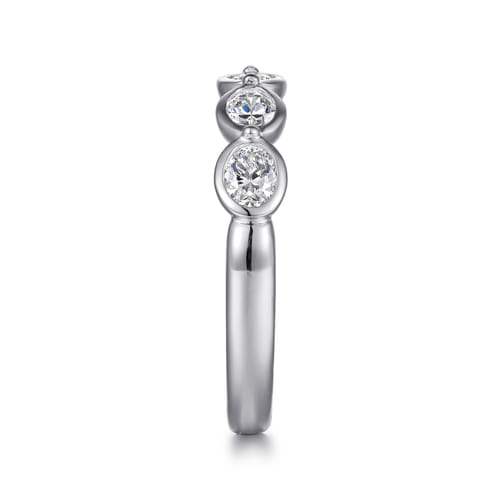 14K White Gold Bezel Oval 5 Stone Diamond Anniversary Band
