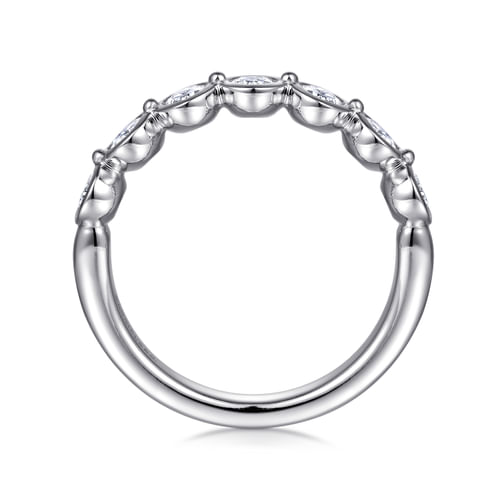 14K White Gold Bezel Oval 7 Stone Diamond Anniversary Band
