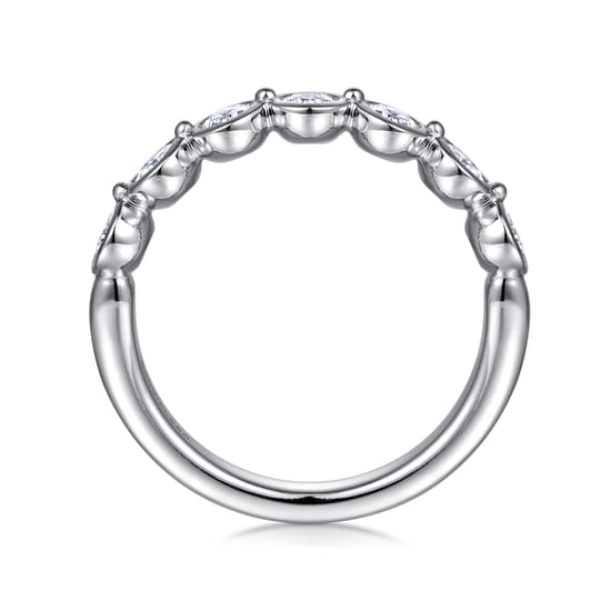 14K White Gold Bezel Oval 7 Stone Diamond Anniversary Band angle 2