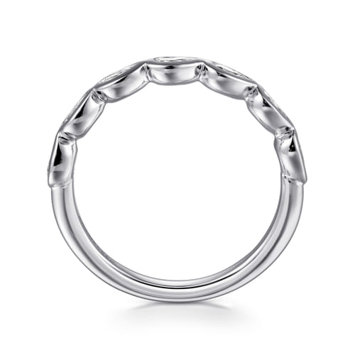 14K White Gold Bezel Pear Shape 7 Stone Diamond Anniversary Band