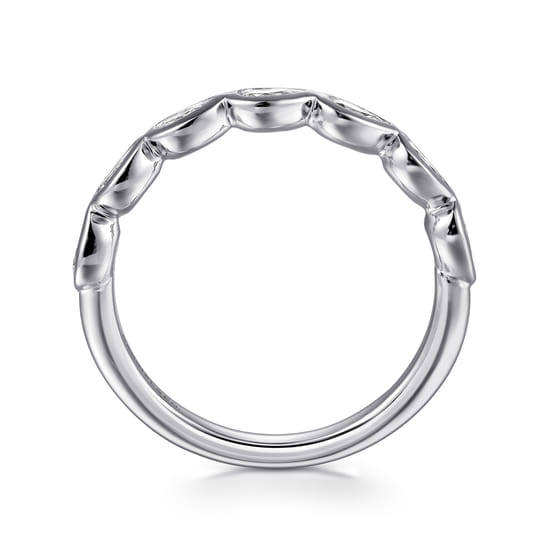 14K White Gold Bezel Pear Shape 7 Stone Diamond Anniversary Band angle 2 14K White Gold Bezel Pear Shape 7 Stone Diamond Anniversary Band angle 2