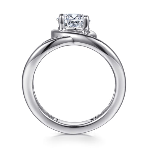14K White Gold Bezel Prong Bypass Pear Shape Diamond Engagement Ring