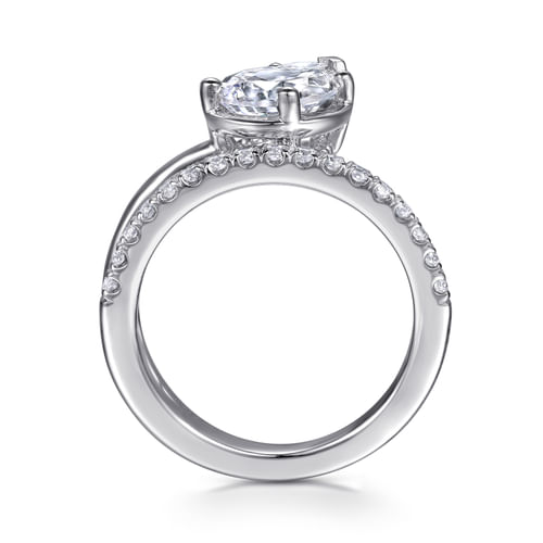 14K White Gold Bezel Prong Pear Shape Wrap Engagement Ring