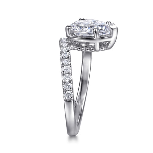 14K White Gold Bezel Prong Pear Shape Wrap Engagement Ring