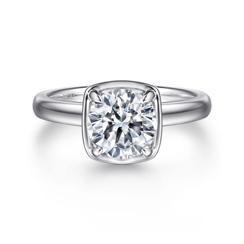 14K White Gold Bezel Prong Round Diamond Engagement Ring