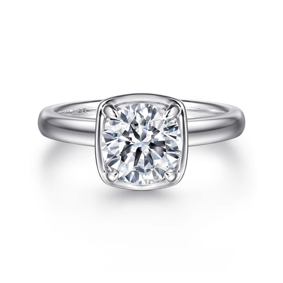 Gabriel - 14K White Gold Bezel Prong Round Diamond Engagement Ring