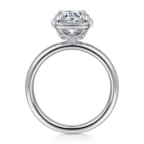 14K White Gold Bezel Prong Round Diamond Engagement Ring