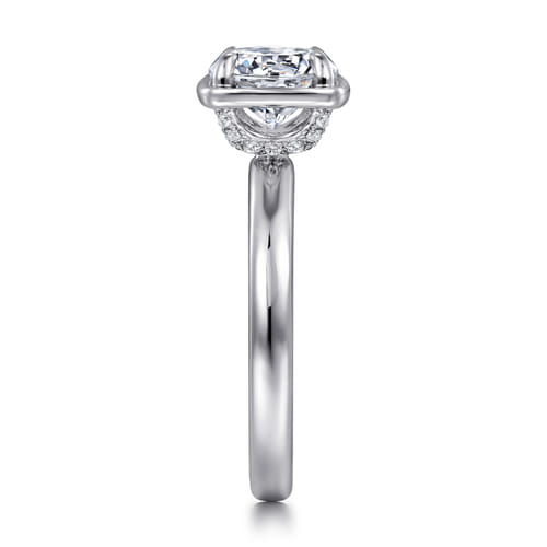 14K White Gold Bezel Prong Round Diamond Engagement Ring