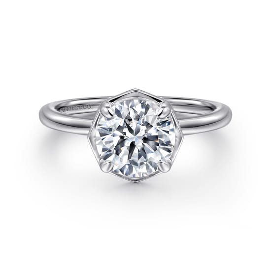 Gabriel - 14K White Gold Bezel Prong Round Diamond Engagement Ring