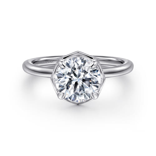 14K White Gold Bezel Prong Round Diamond Engagement Ring 14K White Gold Bezel Prong Round Diamond Engagement Ring