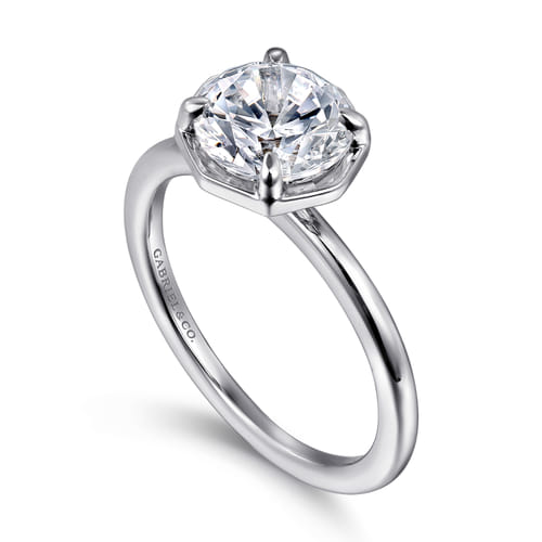 14K White Gold Bezel Prong Round Diamond Engagement Ring 14K White Gold Bezel Prong Round Diamond Engagement Ring