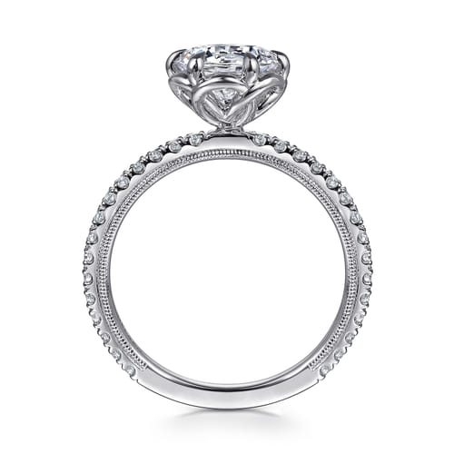 14K White Gold Bezel Prong Round Diamond Engagement Ring 14K White Gold Bezel Prong Round Diamond Engagement Ring