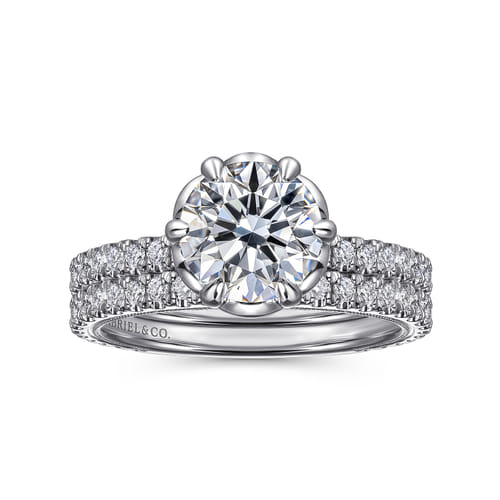 14K White Gold Bezel Prong Round Diamond Engagement Ring 14K White Gold Bezel Prong Round Diamond Engagement Ring