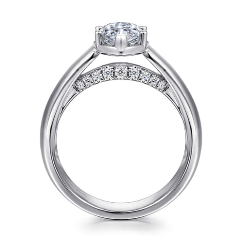 14K White Gold Bezel Prong Wide Band Marquise Diamond Engagement Ring 14K White Gold Bezel Prong Wide Band Marquise Diamond Engagement Ring