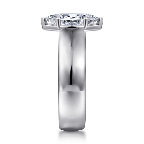 14K White Gold Bezel Prong Wide Band Marquise Diamond Engagement Ring 14K White Gold Bezel Prong Wide Band Marquise Diamond Engagement Ring