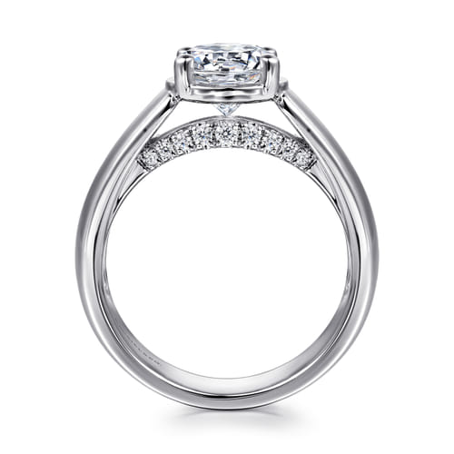14K White Gold Bezel Prong Wide Band Round Diamond Engagement Ring 14K White Gold Bezel Prong Wide Band Round Diamond Engagement Ring