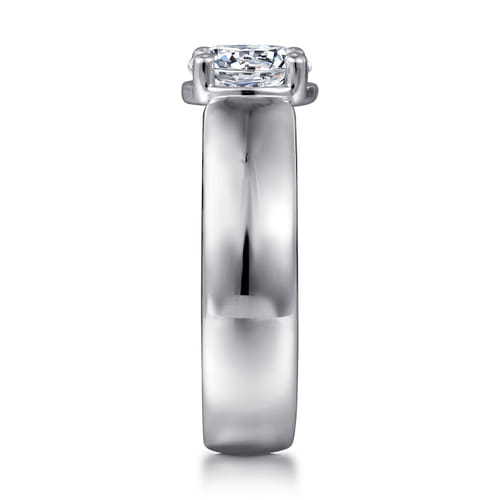 14K White Gold Bezel Prong Wide Band Round Diamond Engagement Ring 14K White Gold Bezel Prong Wide Band Round Diamond Engagement Ring