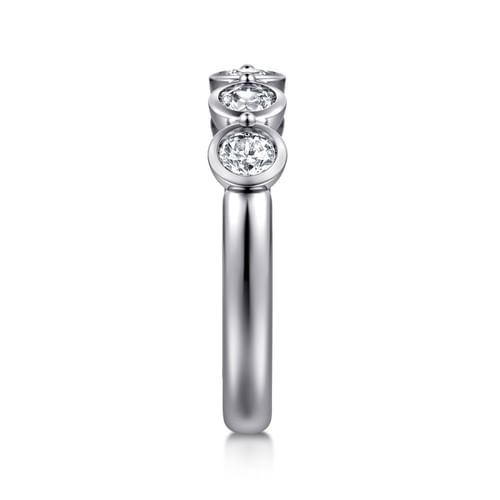 14K White Gold Bezel Round 5 Stone Diamond Anniversary Band