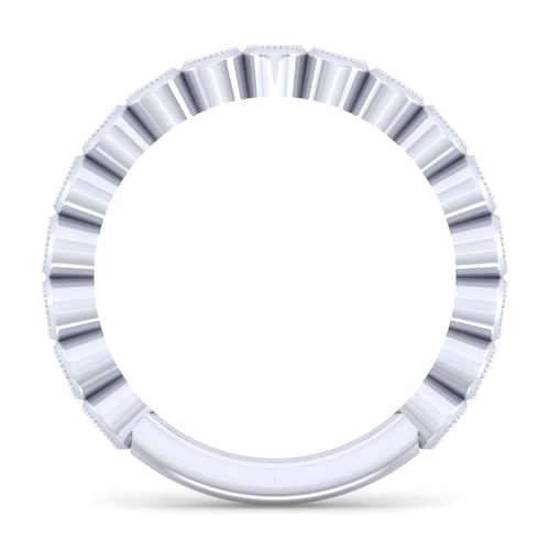 14K White Gold Bezel Set Diamond Anniversary Band with Milgrain