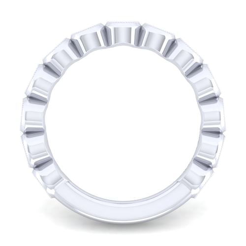 14K White Gold Bezel Set Diamond Anniversary Band with Milgrain