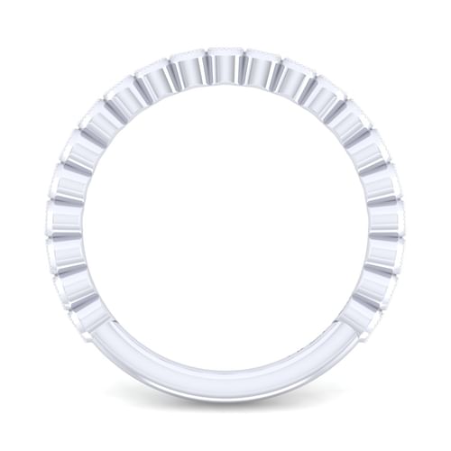 14K White Gold Bezel Set Diamond Anniversary Band with Milgrain