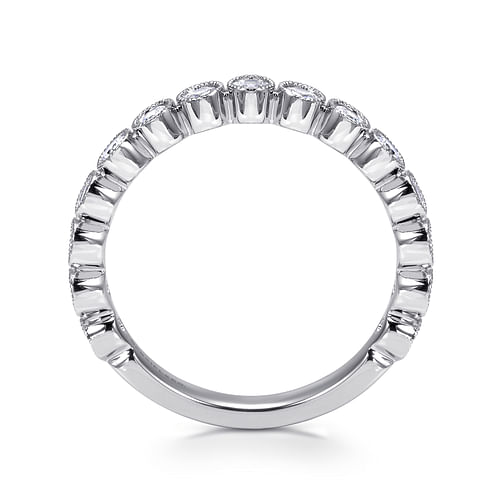 14K White Gold Bezel Set Diamond Anniversary Band with Milgrain