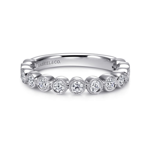 14K White Gold Bezel Set Diamond Anniversary Band 