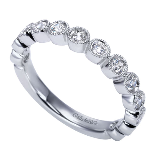 14K White Gold Bezel Set Diamond Anniversary Band 