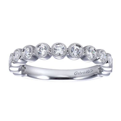14K White Gold Bezel Set Diamond Anniversary Band 