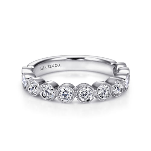 14K White Gold Bezel Set Diamond Anniversary Band 