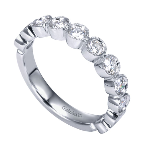 14K White Gold Bezel Set Diamond Anniversary Band 