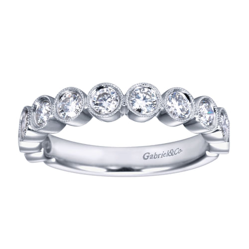 14K White Gold Bezel Set Diamond Anniversary Band 