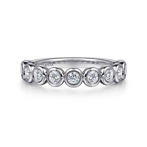 14K White Gold Bezel Set Diamond Anniversary Band