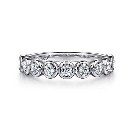 Gabriel - 14K White Gold Bezel Set Diamond Anniversary Band