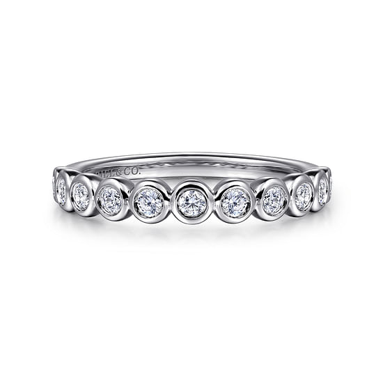 Gabriel - 14K White Gold Bezel Set Diamond Anniversary Band