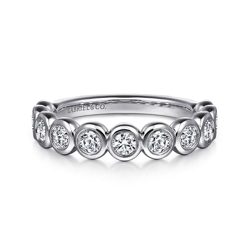 14K White Gold Bezel Set Diamond Anniversary Band