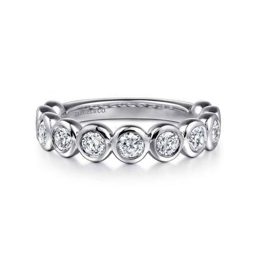 14K White Gold Bezel Set Diamond Anniversary Band