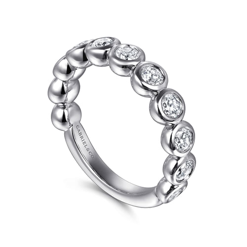 14K White Gold Bezel Set Diamond Anniversary Band