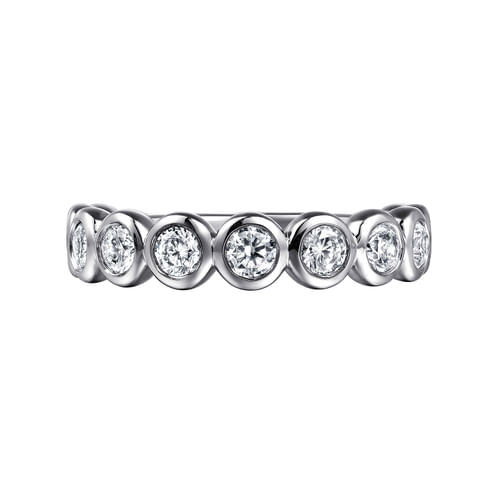 14K White Gold Bezel Set Diamond Anniversary Band