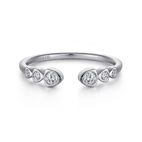 14K White Gold Bezel Set Diamond Split Stackable Ring
