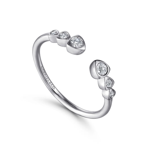 14K White Gold Bezel Set Diamond Split Stackable Ring